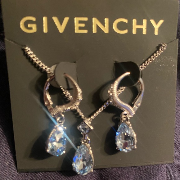 Givenchy Blue Crystal Tear Drop Earring and Necklace Set - Picture 2 of 9